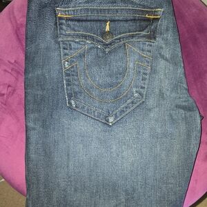 True Religion Classic Blue Straight Jeans with Faded Look